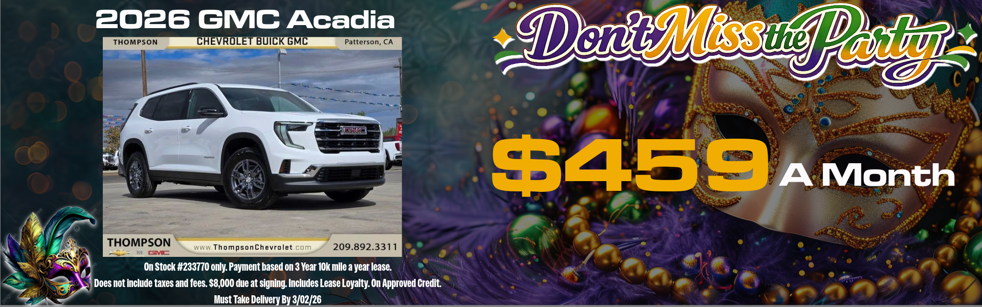 ACADIA OFFERS FROM THOMPSON CHEVROLET BUICK GMC