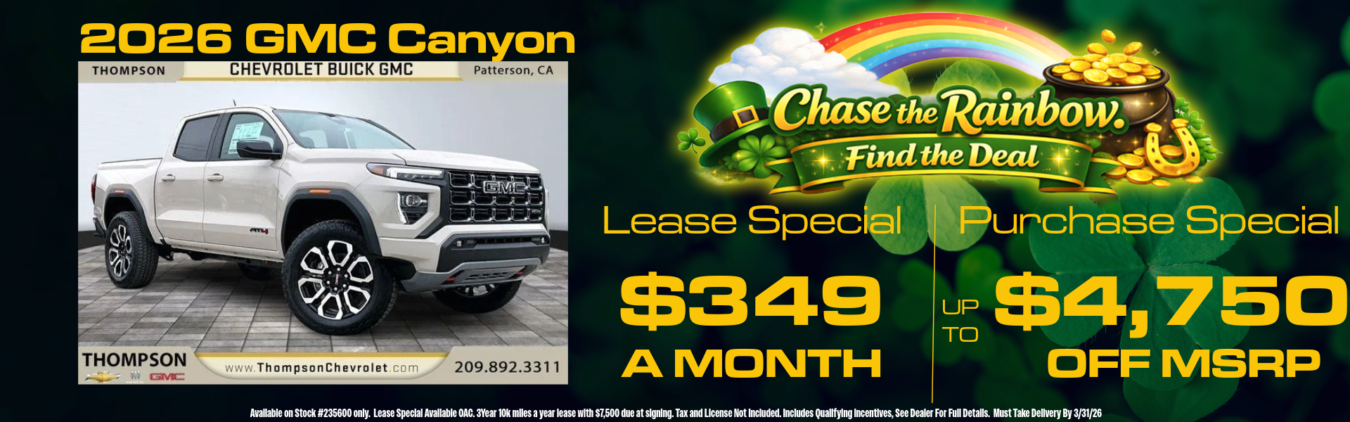 CANYON OFFERS FROM THOMPSON CHEVROLET BUICK GMC