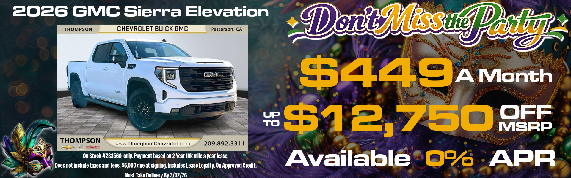 SIERRA ELEVATION OFFERS FROM THOMPSON CHEVROLET BUICK GMC