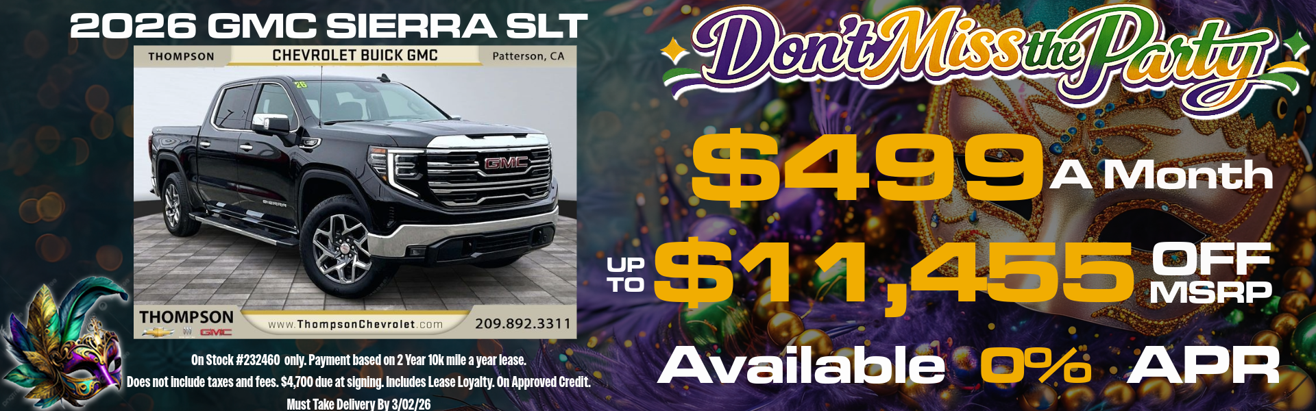 SIERRA 1500 SLT OFFERS FROM THOMPSON CHEVROLET BUICK GMC